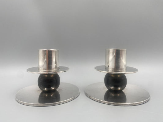 Silver-Plated Candleholder by Walter Schnepel for Tecnolumen, Germany, 1987, Set of 2