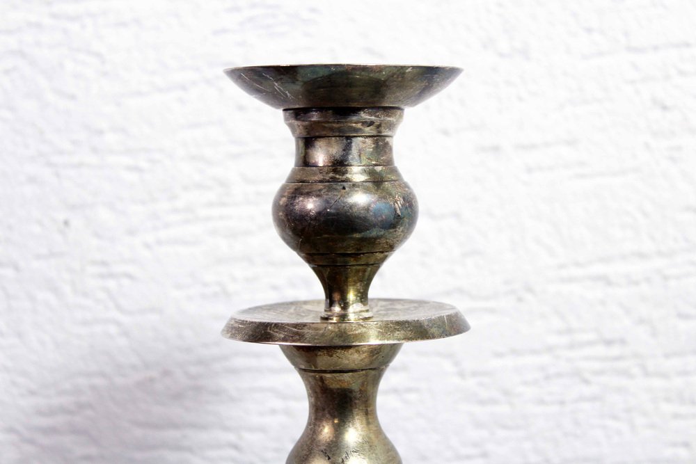 Silver-Plated Candleholders, 1970s, Set of 2