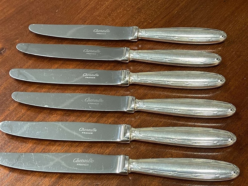 Silver-Plated Cheese Knives Rubans Model from Christofle, Set of 12