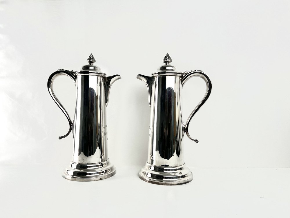 Silver-Plated Communion Wine Flagons from Bellahouston Parish Church, Sheffield, 1888, Set of 2