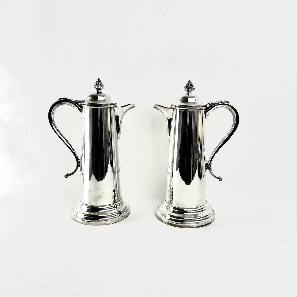 Silver-Plated Communion Wine Flagons from Bellahouston Parish Church, Sheffield, 1888, Set of 2