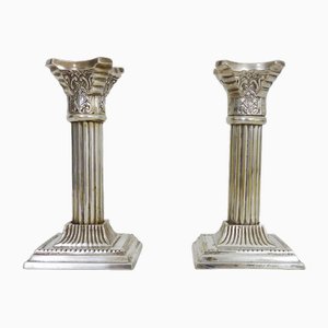 Silver-Plated Corinthian Candlesticks, 1920s, Set of 2-MZP-1778478