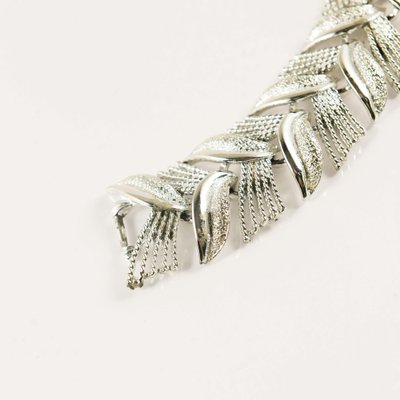 Silver Plated Coro Pegasus Bracelet in Wheat and Leaf Pattern-OA-1240971