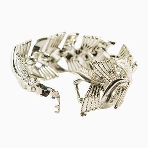 Silver Plated Coro Pegasus Bracelet in Wheat and Leaf Pattern-OA-1240971