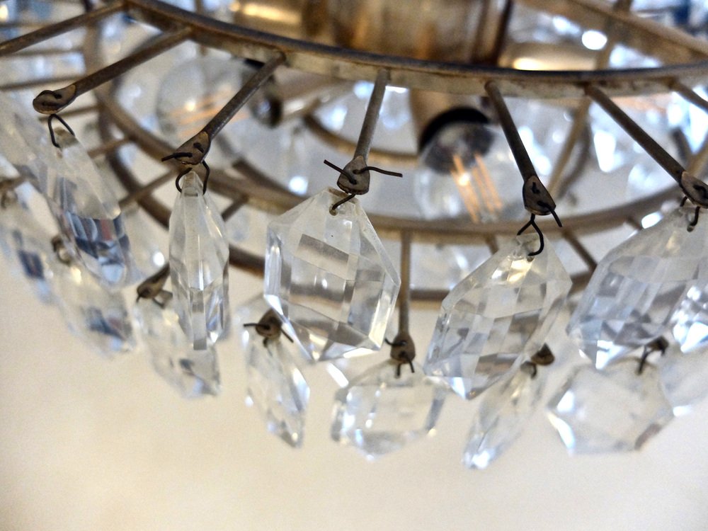 Silver-Plated Crystal Glass Chandelier By Bakalowits & Sons