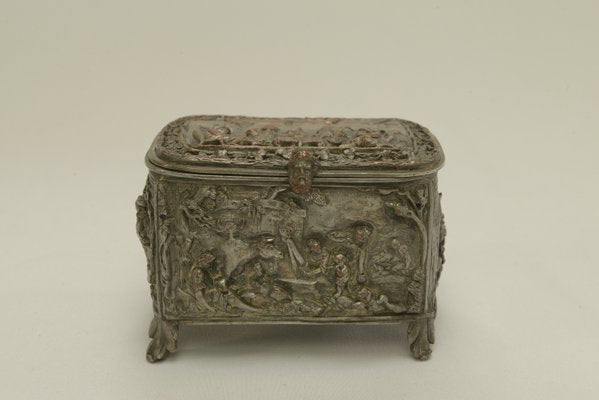 Silver-Plated Embossed Copper Box, Early 19th Century-NEN-2031504