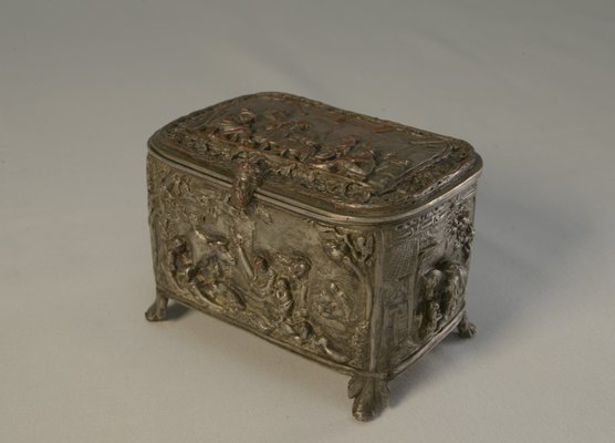 Silver-Plated Embossed Copper Box, Early 19th Century-NEN-2031504