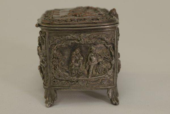 Silver-Plated Embossed Copper Box, Early 19th Century-NEN-2031504