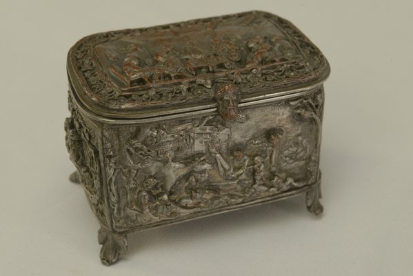 Silver-Plated Embossed Copper Box, Early 19th Century-NEN-2031504