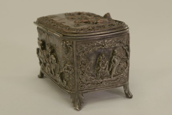 Silver-Plated Embossed Copper Box, Early 19th Century-NEN-2031504