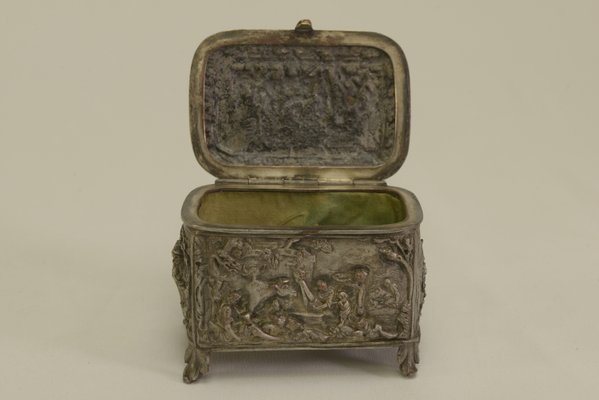 Silver-Plated Embossed Copper Box, Early 19th Century-NEN-2031504