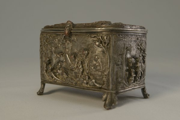 Silver-Plated Embossed Copper Box, Early 19th Century-NEN-2031504