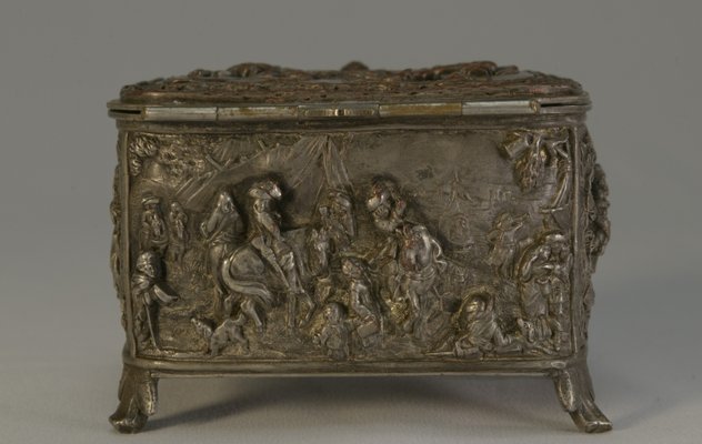 Silver-Plated Embossed Copper Box, Early 19th Century-NEN-2031504