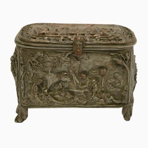 Silver-Plated Embossed Copper Box, Early 19th Century-NEN-2031504