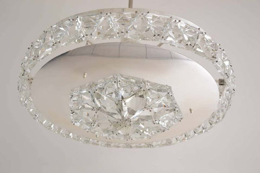 Silver-Plated Faceted Crystal Chandelier from Bakalowits & Söhne, 1950s