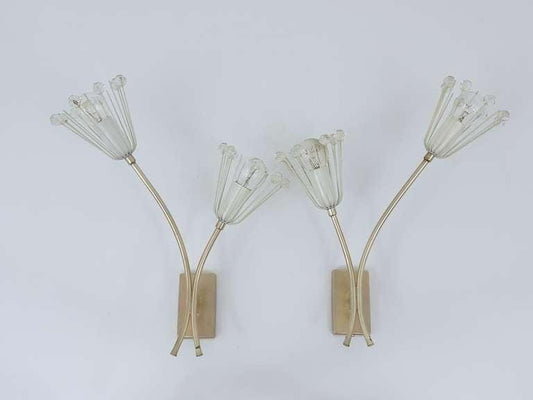 Silver-Plated Flower Sconces by Emil Stejnar for Rupert Nikoll, 1950s, Set of 2