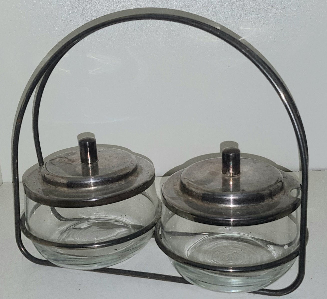 Silver-Plated Jam Jars with Stand, Set of 3