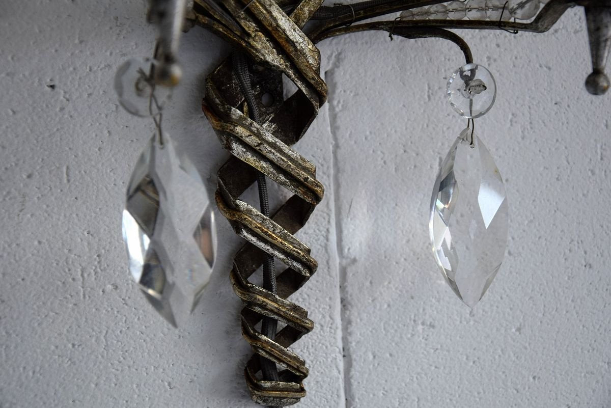 Silver Plated Maison Bagués Wall Lights, 1930s, Set of 2