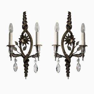 Silver Plated Maison Bagués Wall Lights, 1930s, Set of 2-IEI-910795