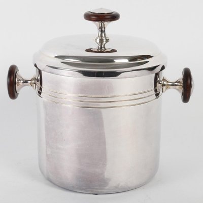 Silver-Plated Metal and Wood Ice Bucket with Lid, 1980s-WFS-1780980