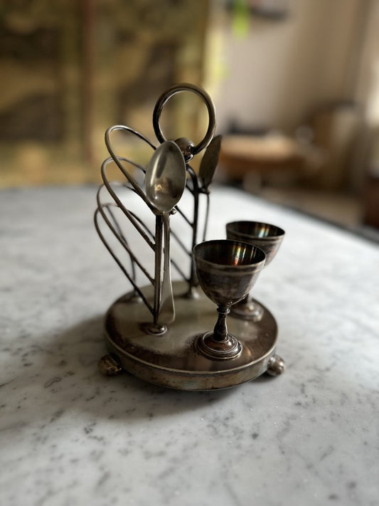 Silver-Plated Metal Breakfast Caddy