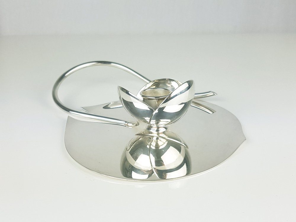 Silver-Plated Metal Candleholder by Lino Sabattini, 1970s