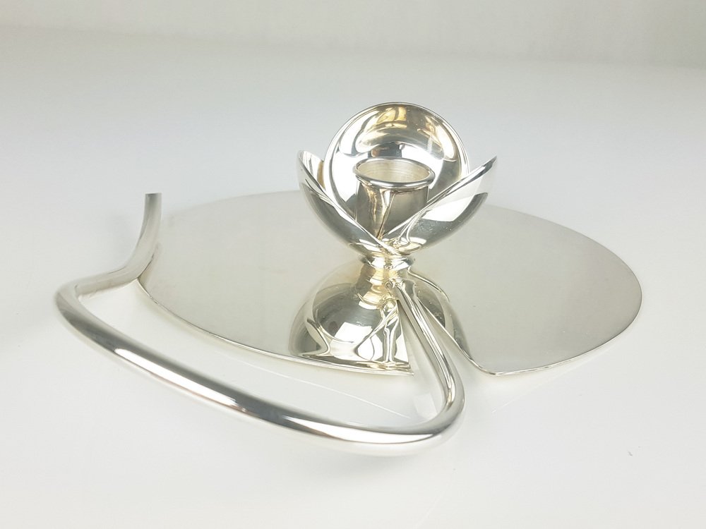 Silver-Plated Metal Candleholder by Lino Sabattini, 1970s