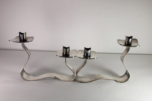 Silver-Plated Metal Candleholders from Goldsmithery of Saint Médard 1960s, Set of 2