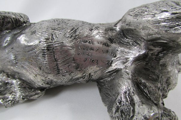 Silver-Plated Metal Dog Statue by Mauro Manetti for Lega Peltro-RDN-1138782