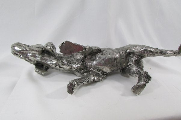 Silver-Plated Metal Dog Statue by Mauro Manetti for Lega Peltro-RDN-1138782