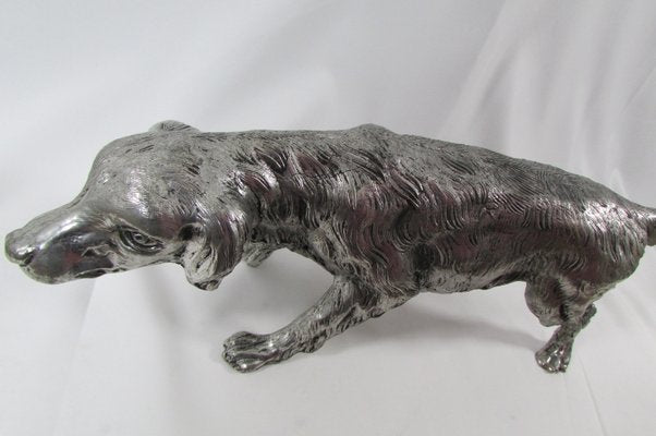 Silver-Plated Metal Dog Statue by Mauro Manetti for Lega Peltro-RDN-1138782