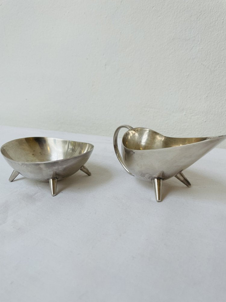 Silver-Plated Milk and Sugar Set by Kurt Meyer for WMF, 1950s, Set of 4