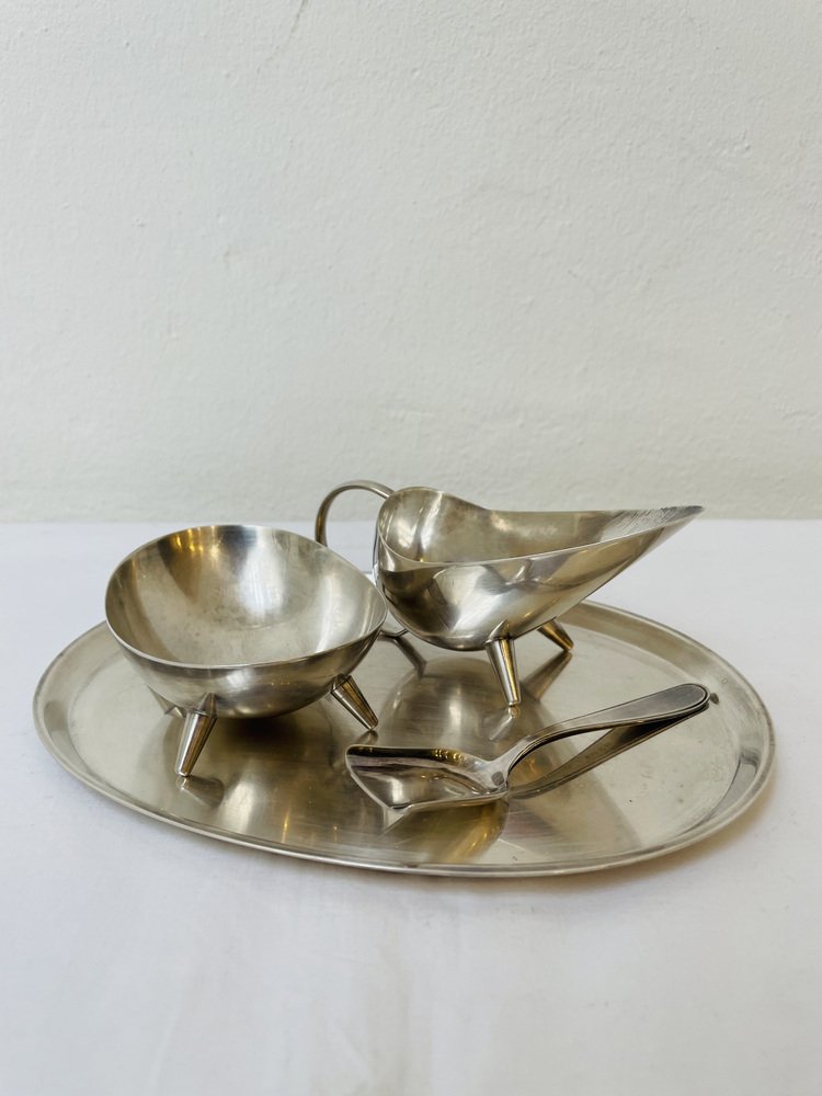 Silver-Plated Milk and Sugar Set by Kurt Meyer for WMF, 1950s, Set of 4