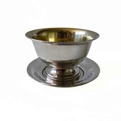 Silver Plated Sauce Bowl on Plate, Sweden, 1900s-JKV-2023248