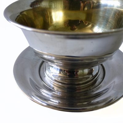 Silver Plated Sauce Bowl on Plate, Sweden, 1900s-JKV-2023248