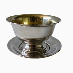 Silver Plated Sauce Bowl on Plate, Sweden, 1900s-JKV-2023248