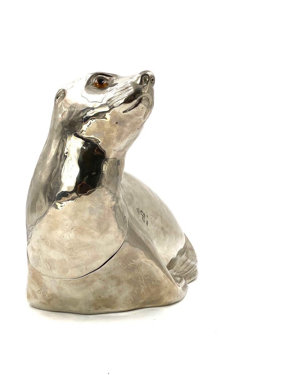 Silver-Plated Seal Wine Cooler or Ice Bucket by Franco Lapini, 1970s, Italy