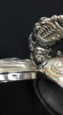 Silver Small Dutch Sword Marked Inkwell With a Scene of Houses and a Windmill-UCH-1224661