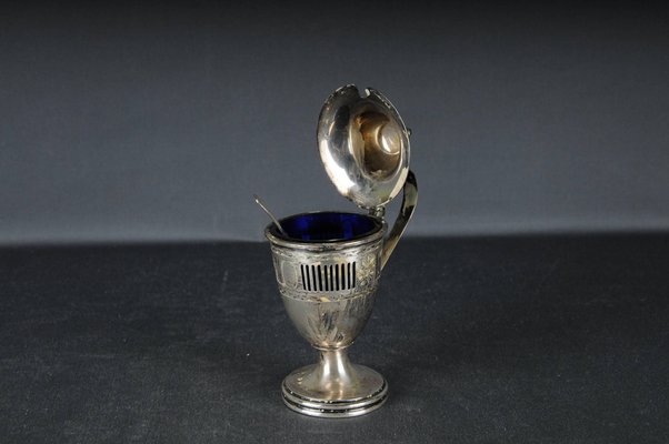 Silver Sterling Sugar Box with Spoon by George Nathan & Ridley Hayes, England, Set of 2-FLW-1822438