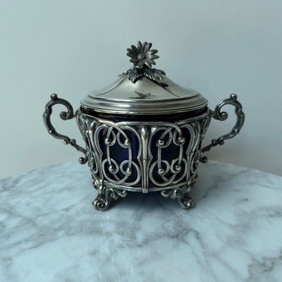 Silver Sugar Bowl with Minerva Hallmark, Late 19th Century-QKG-2022395