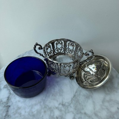 Silver Sugar Bowl with Minerva Hallmark, Late 19th Century-QKG-2022395