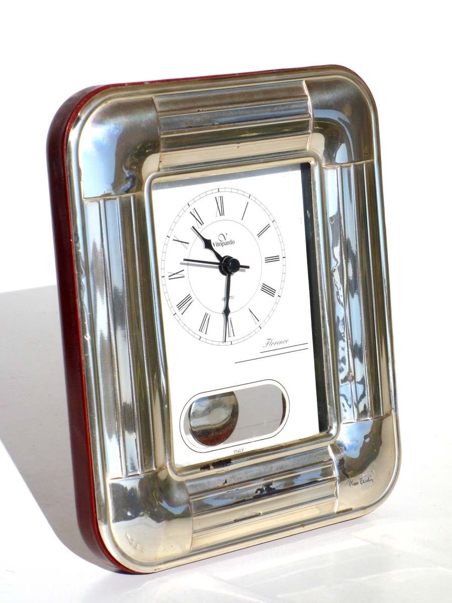 Silver Table Clock by Pierre Cardin, 1990s