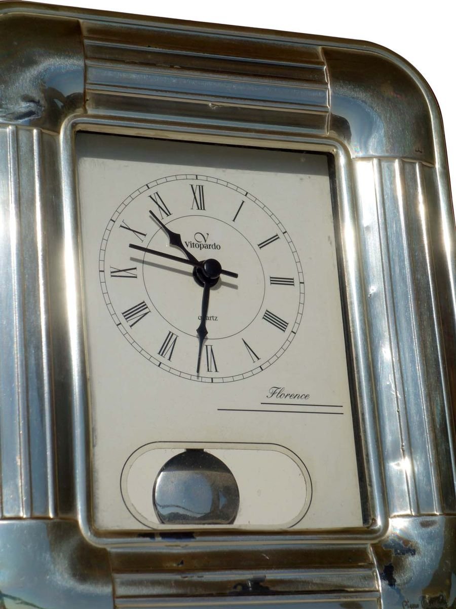 Silver Table Clock by Pierre Cardin, 1990s