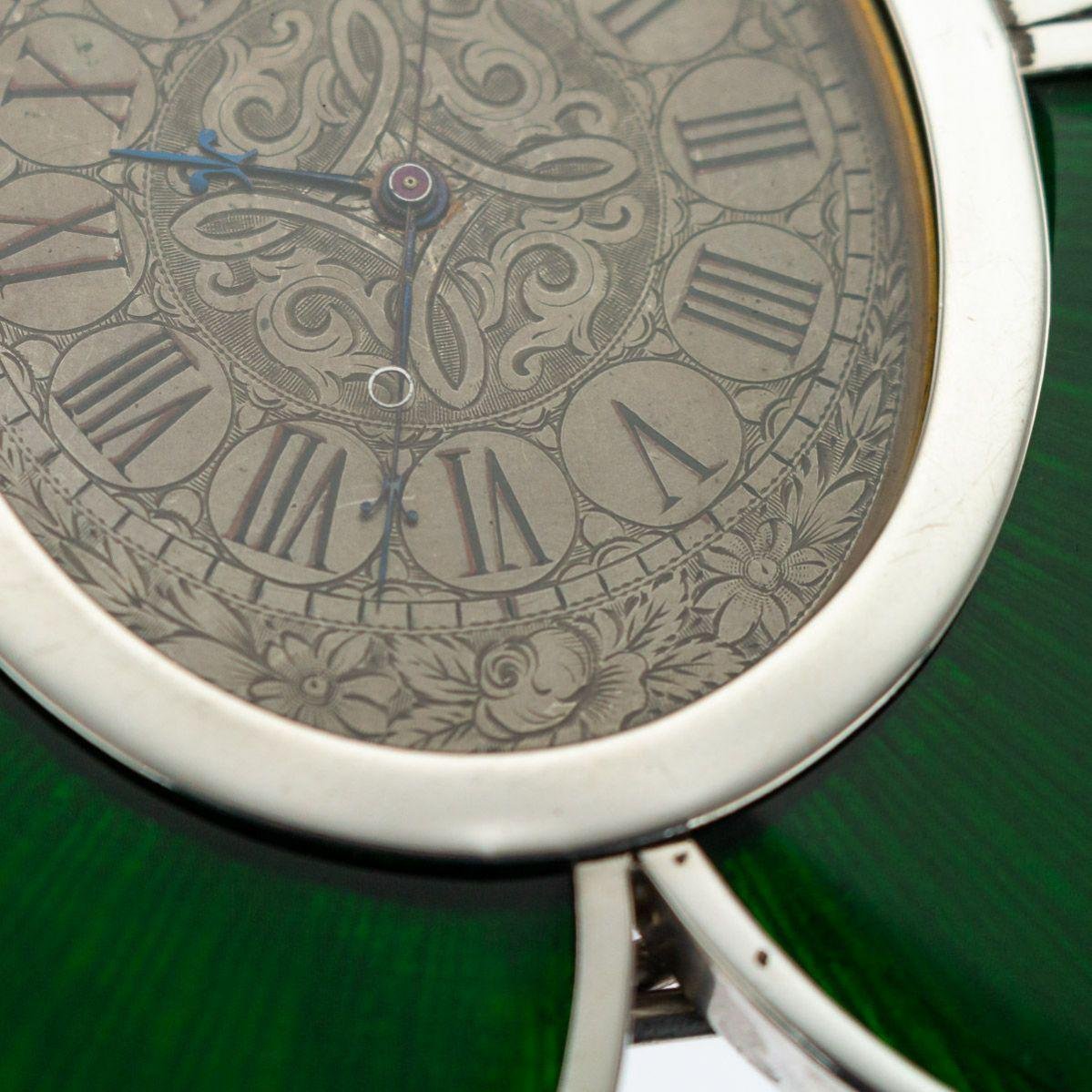 Silver Table Clock in the Shape of a Clover with Enamel from Horton & Allday, Birmingham, 1896