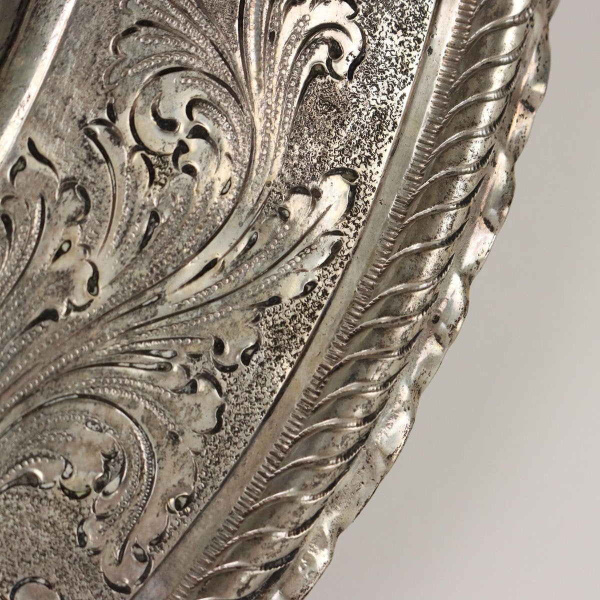 Silver Tray with Masks and Leaf Scrolls