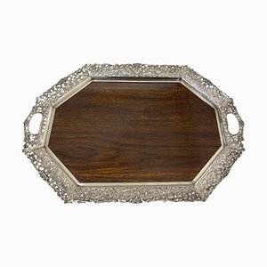 Silver Tray with Wooden Melamine by H. Hooijkaas, 1974-UCH-1224139