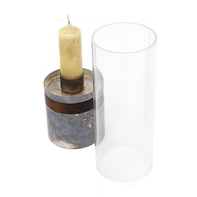 Silver, Wood, and Acrylic Glass Candlestick from Christofle, 1960s-EZ-1142512