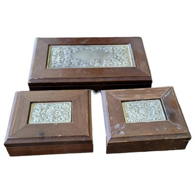 Silver Wood Boxes, Spain, Set of 3-TCS-1415250