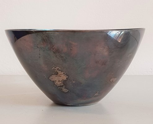 Silvered and Enameled Bowl from DGS Denmark, 1950s-UNO-992657