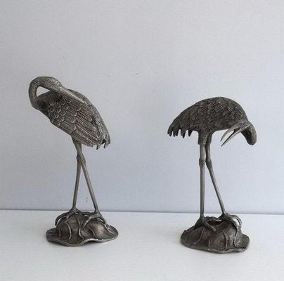 Silvered Cranes from Maison Bagués, 1970s, Set of 2-BA-658591